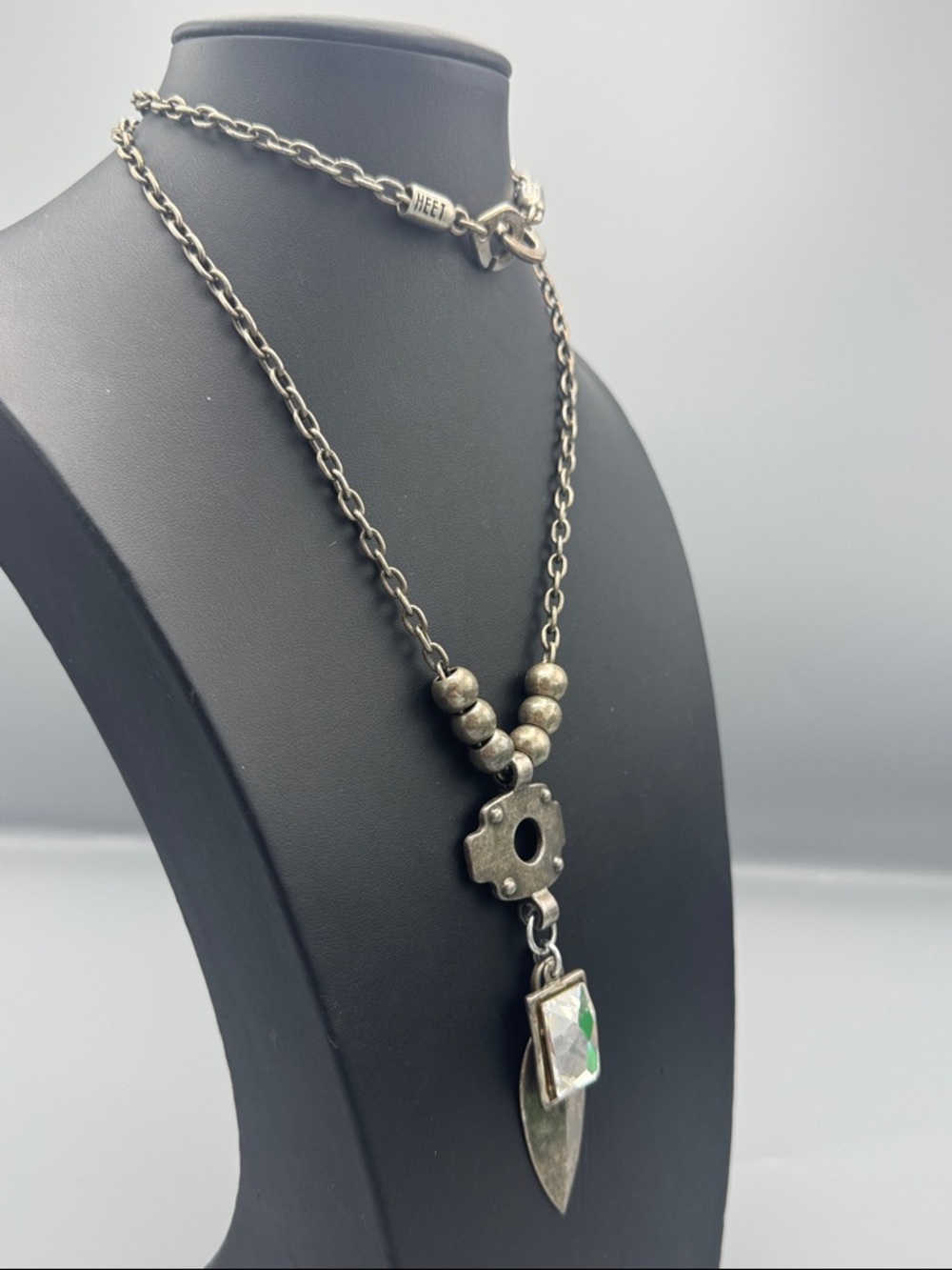Heet Heet Silver-Tone Pendant Necklace with Clear Crystal Accent - Picture 2 of 8